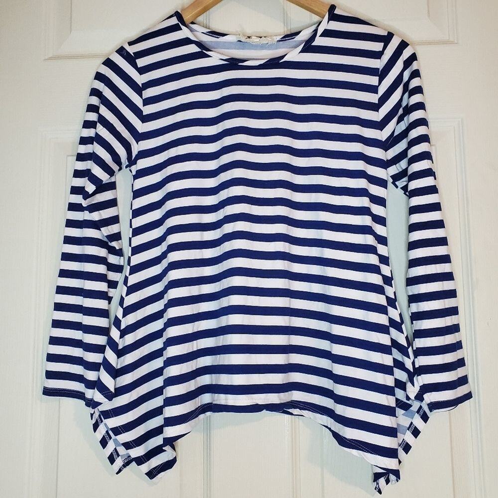 Btween 12 navy blue and white striped long sleeve tee